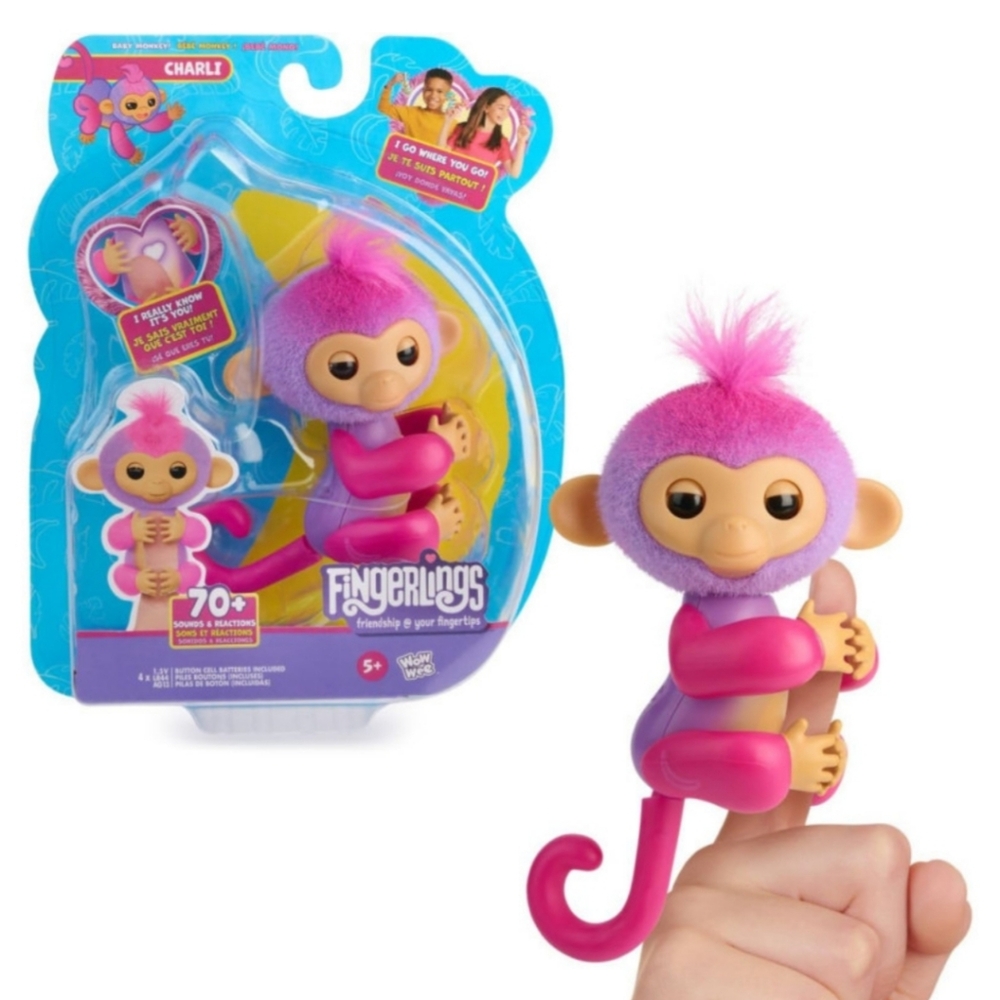 NEW Fingerlings Interactive Baby Monkey 70 Sounds & Reactions Charli Pink Purple